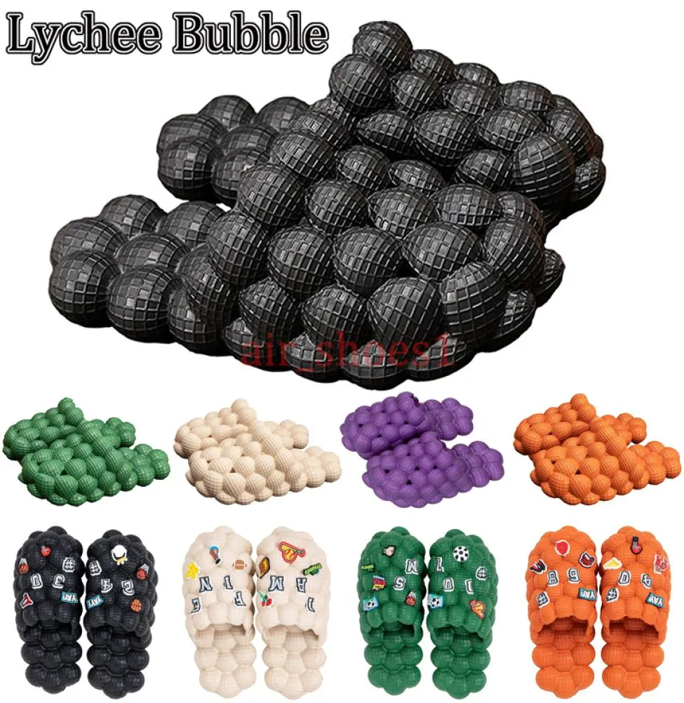 Druny Lychee Bubble Slipper Luxurys Designers Slides Sandal Men Femmes Blanc Rubber Black Floral Imprimé rouge Pink Flip Flops Flat Bea4253290