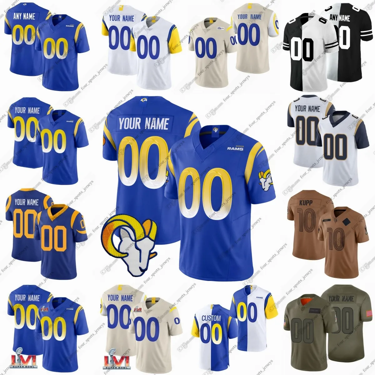 13 Kurt Warner Football Jersey Puka Nacua Aaron Donald Matthew Stafford Cooper Kupp Bobby Wagner Jalen Ramsey Eric Dickerson Blake Corum Jared Verse