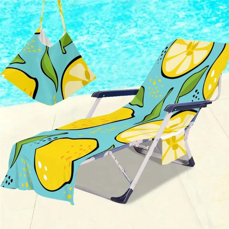 Couvre-chaise Couvrette à la plage fruit et à sangle longue couverture de lit avec poche pour l'été extérieur de la piscine de la piscine