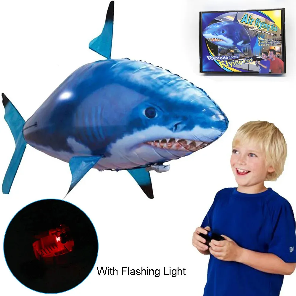 Inflatable Remote Control Shark Toys Air Swimming RC Animal Radio Fly Balloons Clown Fish Animals Novel Toy For Children Boys 240514