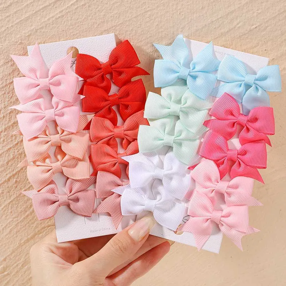 Haarzubehör 6 Stücke/10 Stücke Kinderkindstärke Ribbon Bogen Haare Clips Baby Girl handgefertigt