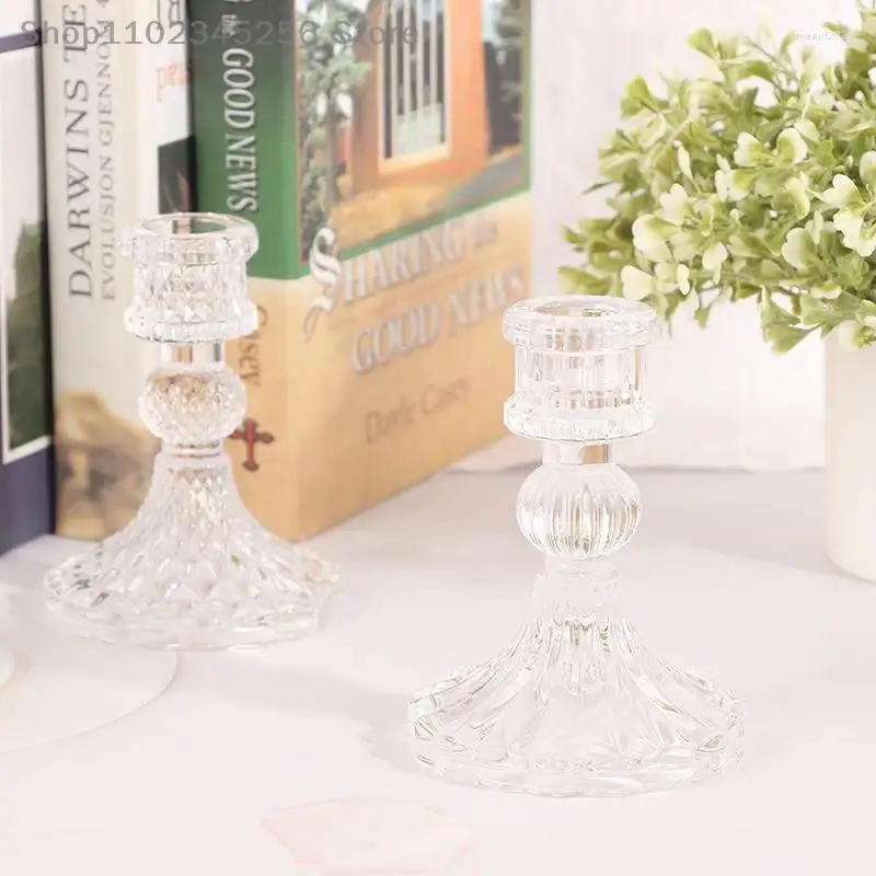 Kandelhouders vintage Franse Noordse stijl transparante kristal kandelaar glas romantisch diner bruiloftsfamilie decoratie