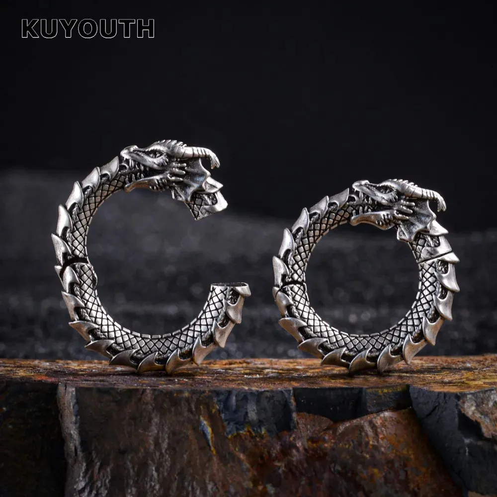 Kuyouth Trend Copper Dragon Ring Boucles d'oreilles Poids Magnières Magnières Spécifications de bijoux perforés Expanneur d'expandeur 5 mm 2pcs 240430