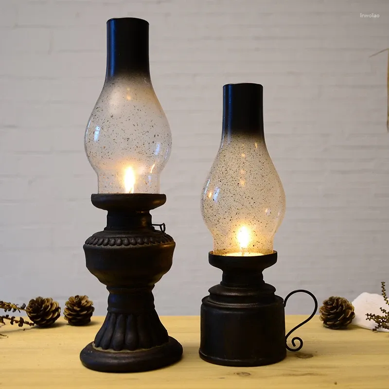 Kandelaars Vintage Glass Candlestick European Creative Kerosene Lamp Kerzenhalter Decor Table Basse