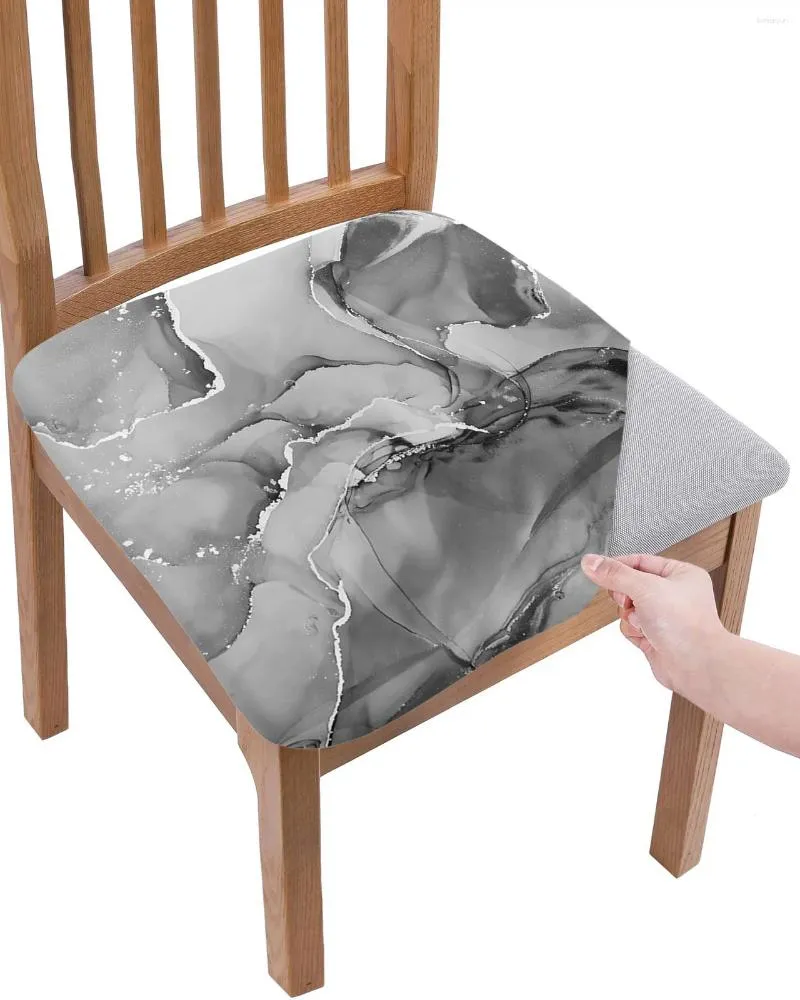 Marble Texture Gradient Black Elastic Chair Seat Covers Stretchable ...