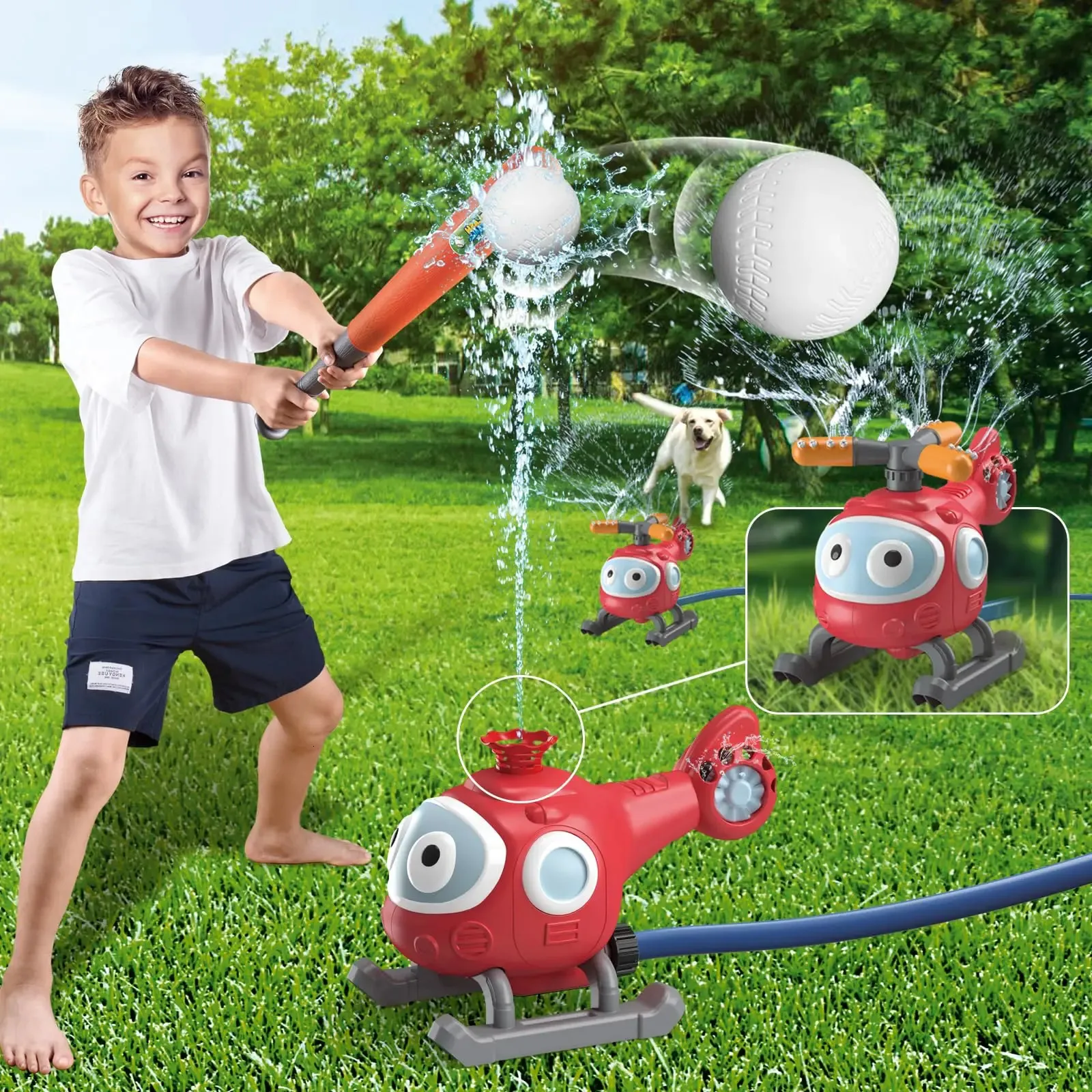 Toby de glissement d'eau gonflable extérieur jouet et jeu de baseball ensemble arbre cactus incendie hydratant jouet plage ensemble enfants pour animaux de compagnie d'été.