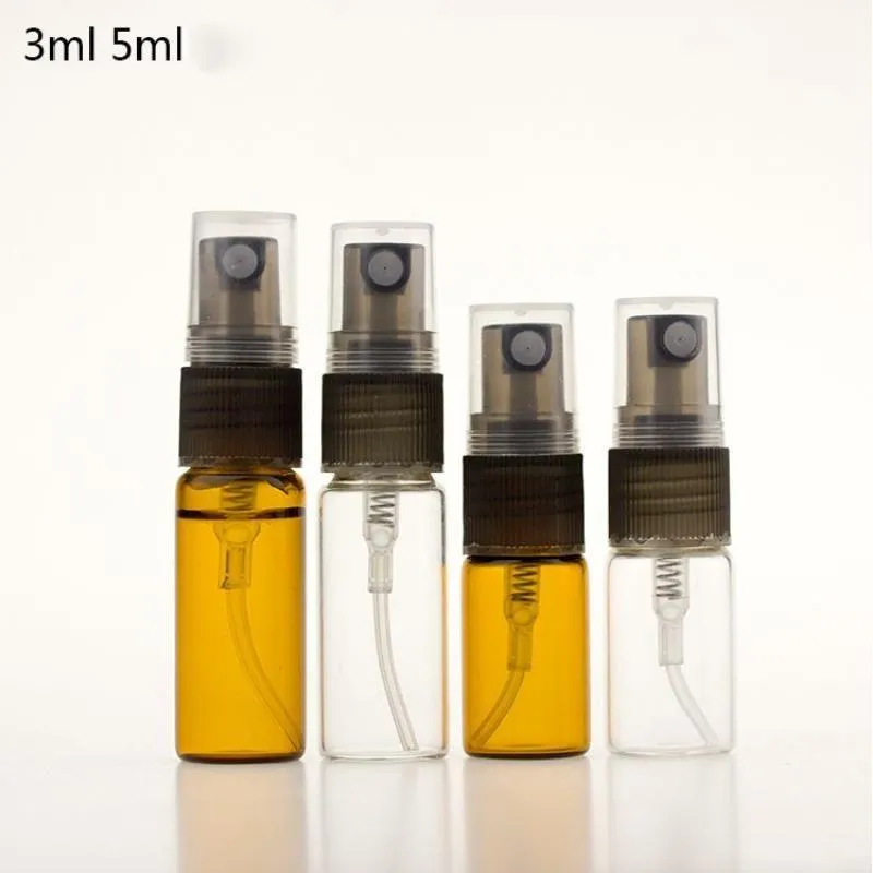 3 ml 5 ml Amber Clear Spray Bottle Lege glas Revulbare parfum Fijne mist Cosmetische container Monster Flacon verpakking Hwjnf Efugf