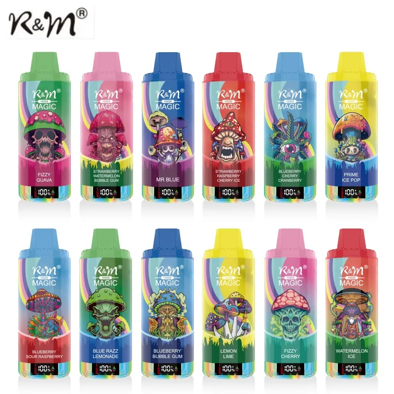 Flash Light R&M Magic 16000 Puffs RGB Pen Digital Disposable Vape RM 16K 24ml Prefilled Desechable E Cigarette Rechargeable Battery Liquid Indicator Screen