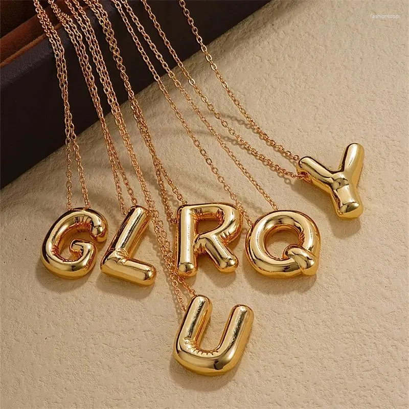 Anhänger Halskette A-Z Gold Farbe Chunky Alphabet Ballon Blase Initiale Buchstabe Halskette für Frauen Männer Charme Kragen Schmuck