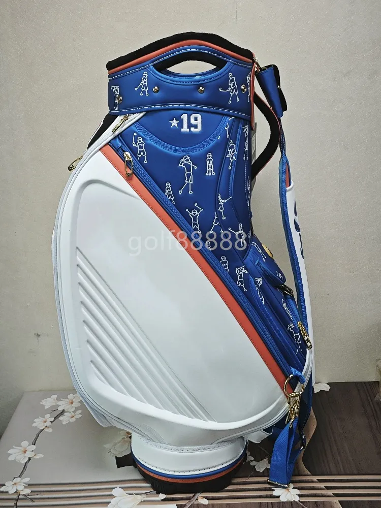 골프 클럽 카트 가방 골프 가방 푸른 흰색 방수, 내마모 및 가벼운 로고로 사진을 보려면 연락처
