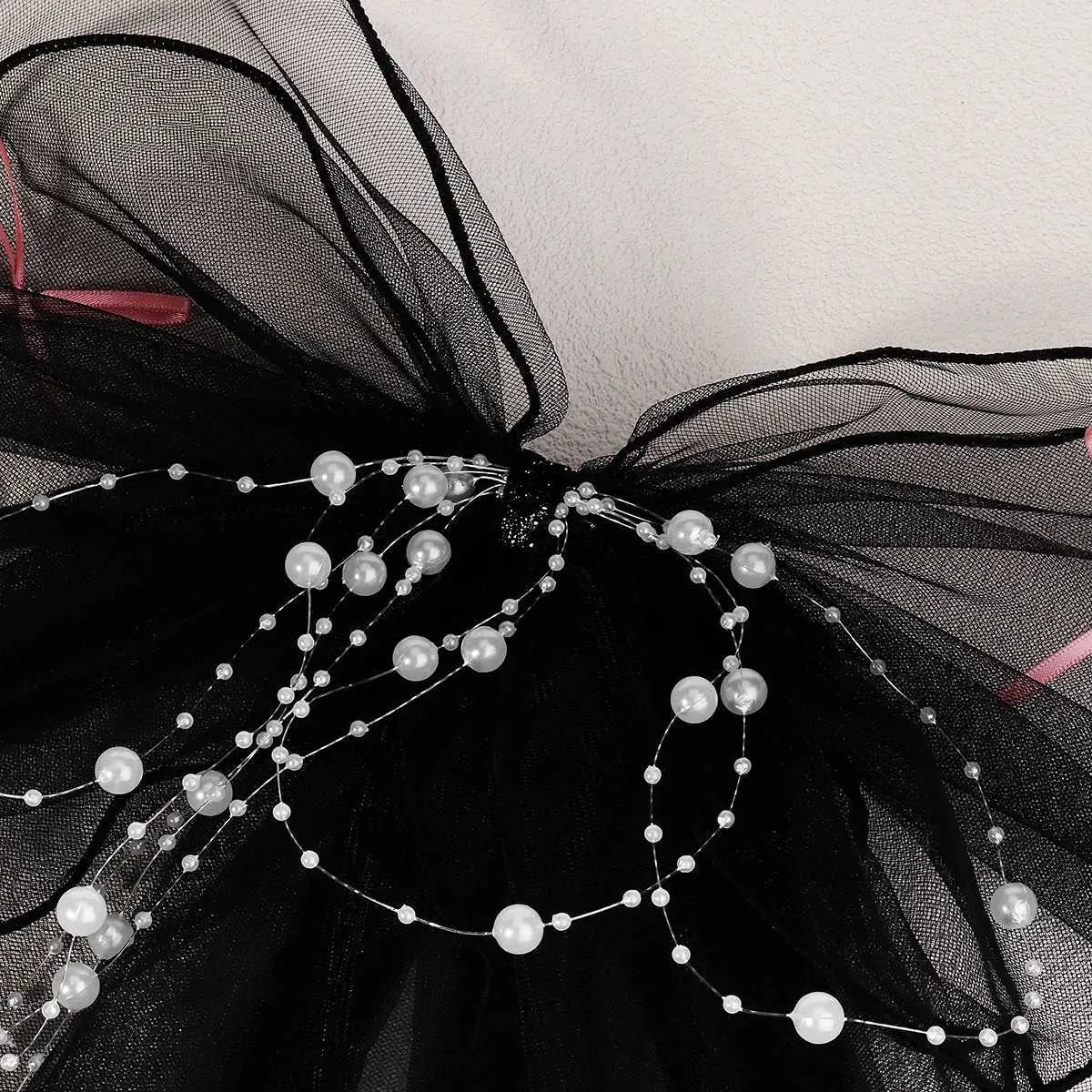 Haarschmuck Doppellagiger Mesh-Tüll Einfarbige Frauen Kurzer Hochzeitsschleier mit Clip-Bandkante Mitte Kaskadenbraut_voghion.com