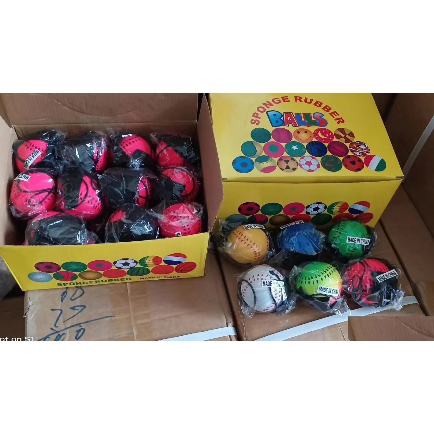 Balls Sponge Rubber Ball Baseball Green Yellow 1440Pcs Throwing Bouncy Kids Funny Elastic Reaction Training Wrist Band Game Toy Kid Dhgis