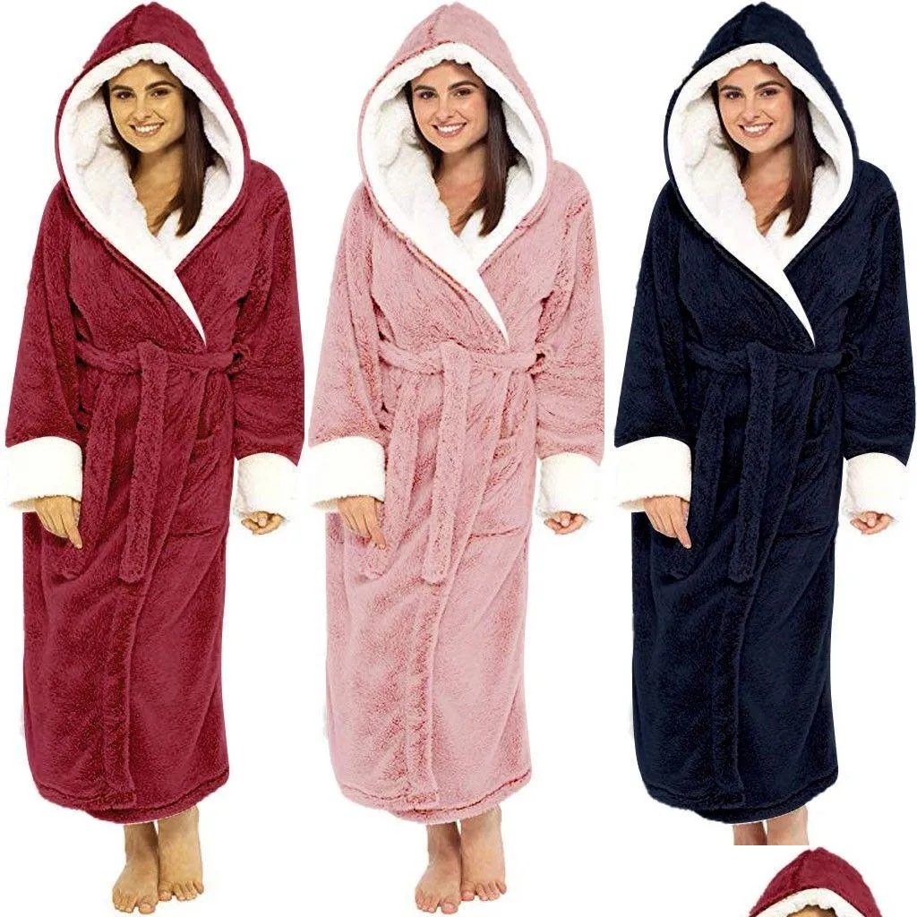 Roupas de banheira de banheira de roupas de dormir femininas Rúsicas de manga longa Mulheres de inverno p prolongado