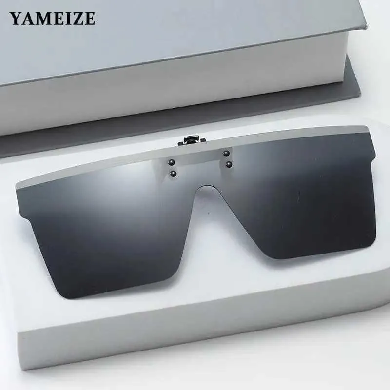 Occhiali da sole clip yameize su occhiali da sole da sole uomini polarizzati vetrali da sole piatti specchio designer di occhiali da designer di occhiali Uv400 Oculos Y240513