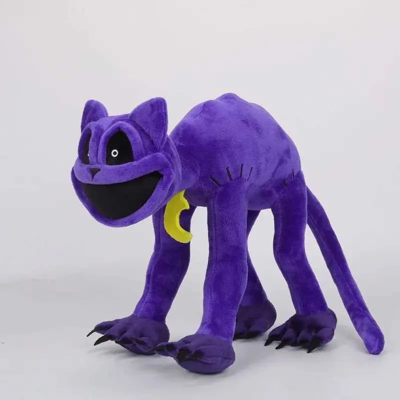 Animaux en peluche en peluche 30-40 cm Crimideurs souriants Poux Boulls mignons anime en peluche grande bouche violet chat canapé animal doux décorer oreillers pour les cadeaux pour enfants T240513