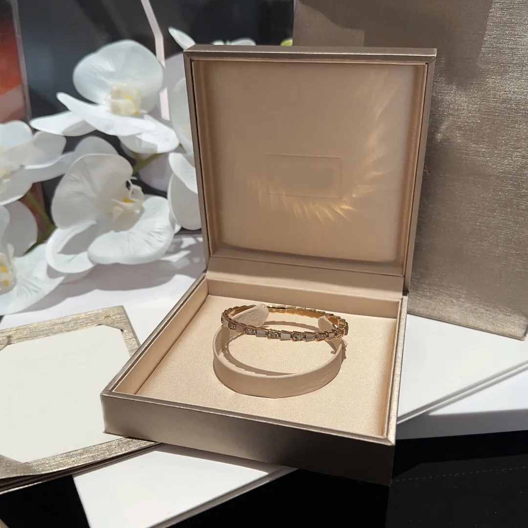 Designer slang volledige diamantarmbanden ontwerper Hoogwaardige roestvrijstalen zilveren slang mannen Bangle Gold Gold Women Open Style Wedding Sieraden Gift B027