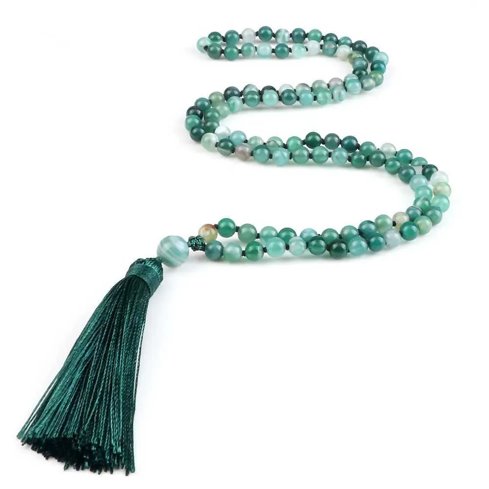 Collane di perline 108 Collana di preghiera con meditazione buddista di pietra di pietra verde naturale di pietra di pietra zhumara collana di gioielli da donna d240514