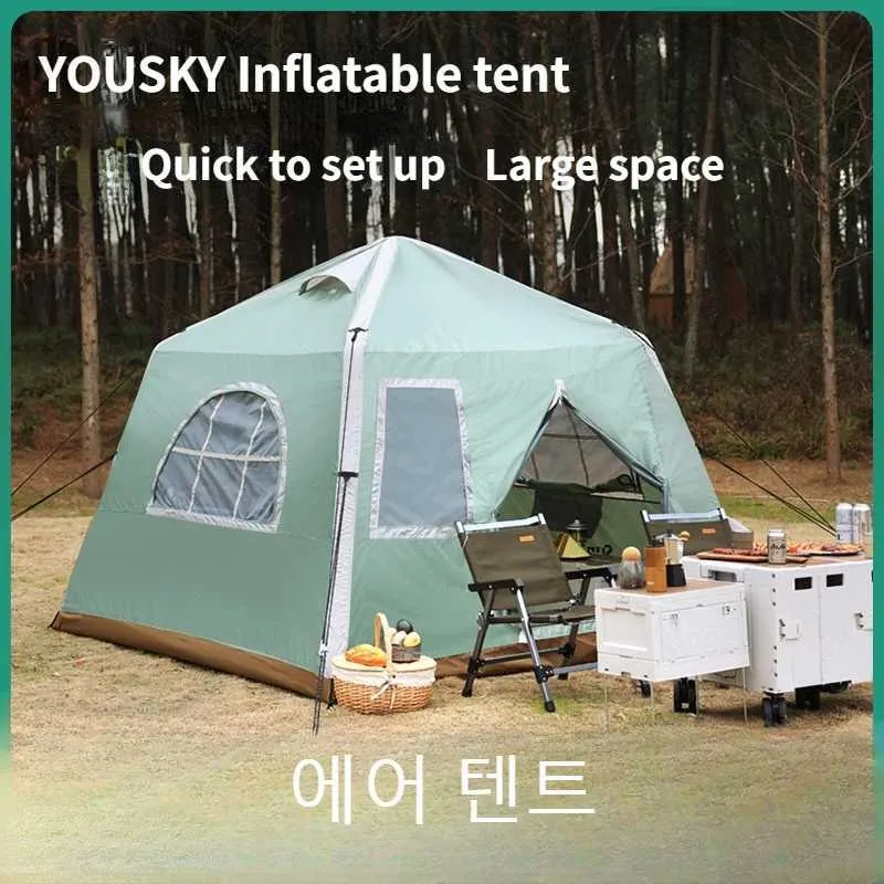 Tält och skyddsrum utomhus stort tält 5-8 person Familj lyx camping uppblåsbar stuga luft ultralätt parti tentq240511