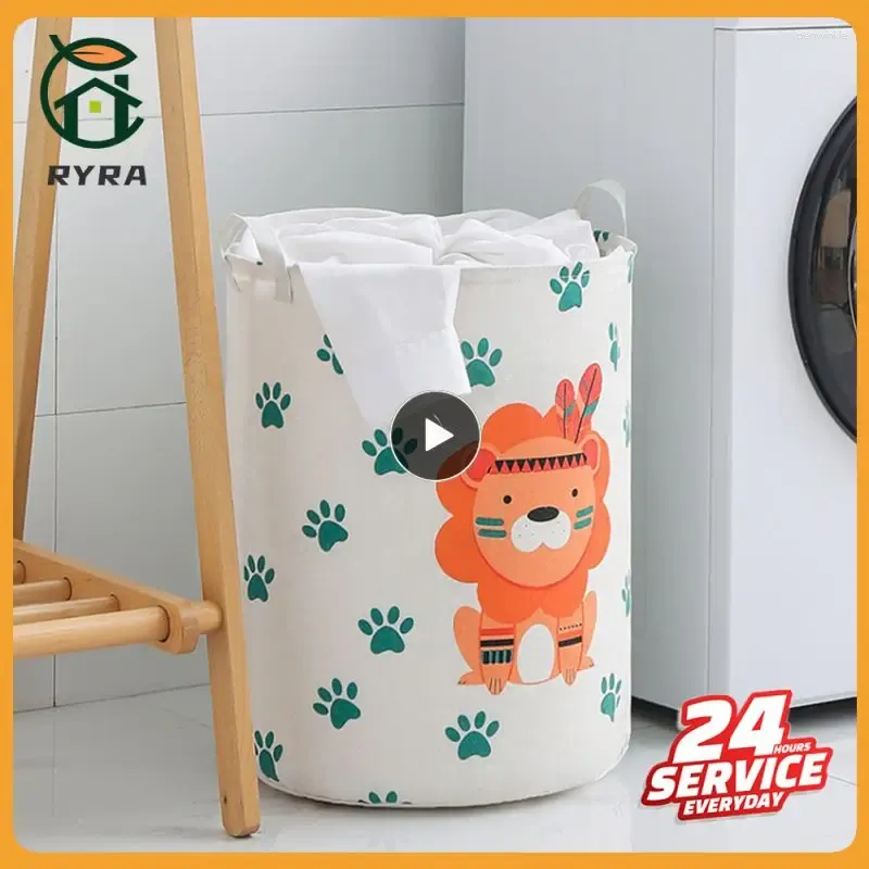 Laundry Bags Basket Cotton Folding Bathroom Dirty Hamper Organizer Bucket Large Capacity Home Storage For Kids Clothes