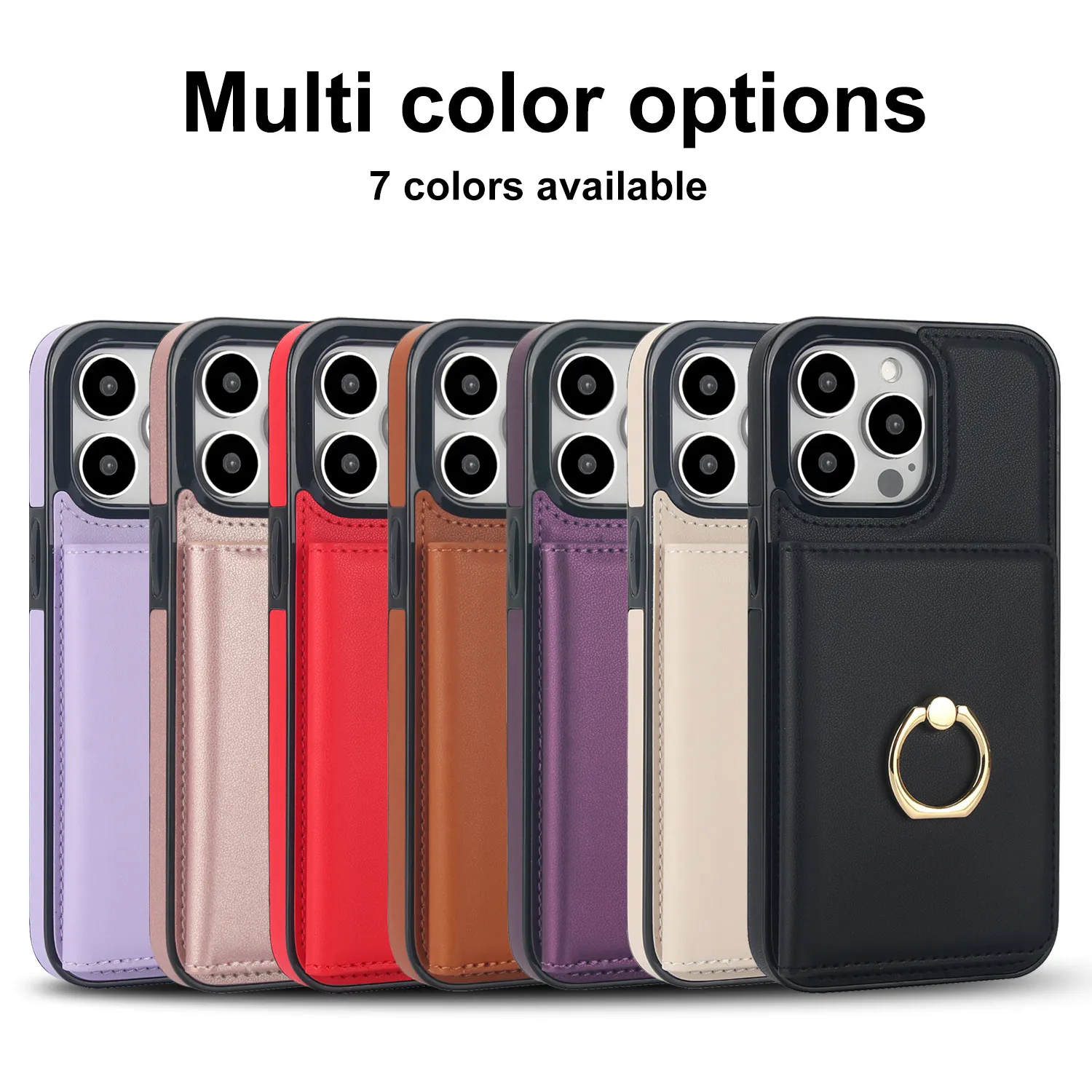 Ring Flip-Back Carte Holder Téléphone Étui adapté à l'iPhone 15 Pro Max Fashion Phone Case 14plus 13 12 Pro 11