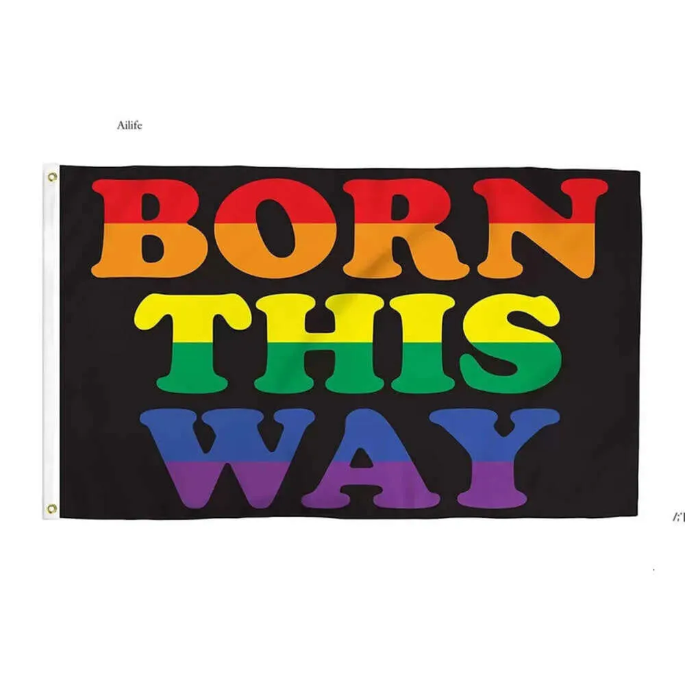 Way Flag Gay Born This 3X5fts Pride LGBT Rainbow Direct Factory 90X150cm Dwe13160 Fy8687 0416 0425