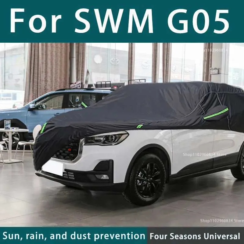 SWM G05 210Tフルカーカバー屋外UV日焼け防止および雪の保護カーカバーブラックT240509に適した車のカバー