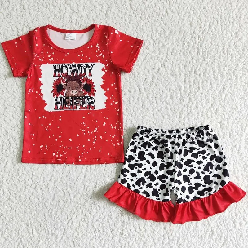 Vêtements Ensemble de vêtements pour bébés filles shorts de vache occidentale pour enfants de la mode