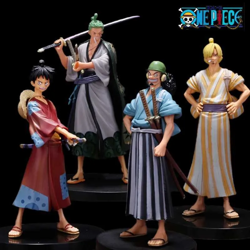 Action Toy Figures 17cm Anime Figures One Piece Luffy Zoro Sanji Usopp Kimono Figures PVC Model Toys Doll Statue Collection Children Christmas Gift Y240514