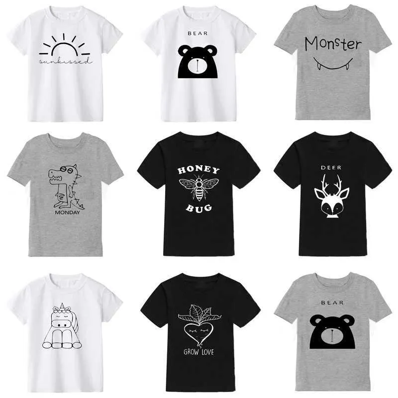 T-shirt Summer Children T-shirt for Boys T-Shirt 100% Cotton Carone Dinosaur Stampa Short Short Baby Girl Cless Boy Clothes T240513
