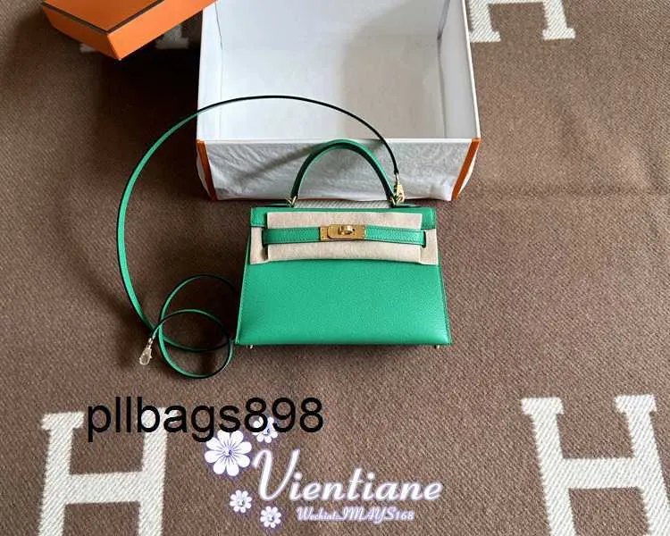 Sac à main keliys en cuir authentique 7a sac mini 2e génération 19cm menthe vert 6w menthe chevre chèvre skin or boucle