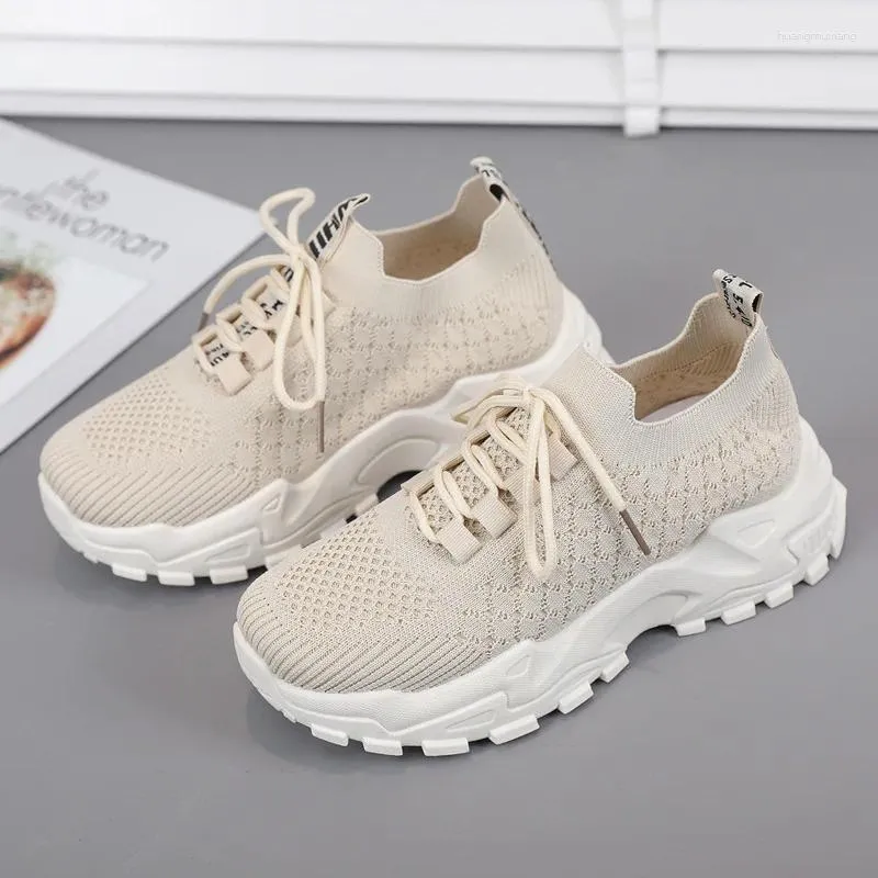 Casual Shoes Women's Sneakers Mesh Breathable Soft Sole Height Increasing Light Weight Sports Solid Color 2024 Summer