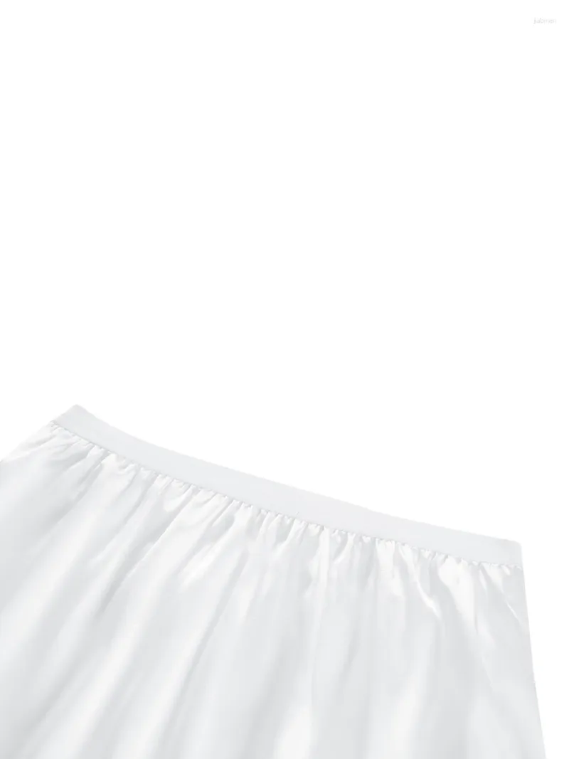 Saias Edhomenn Mulheres de Cetina Half Slips Cor Sólida Longa Esquadrão de Underskirt Cantura elástica do lado interno da saia midi y2k damas anáguas sob