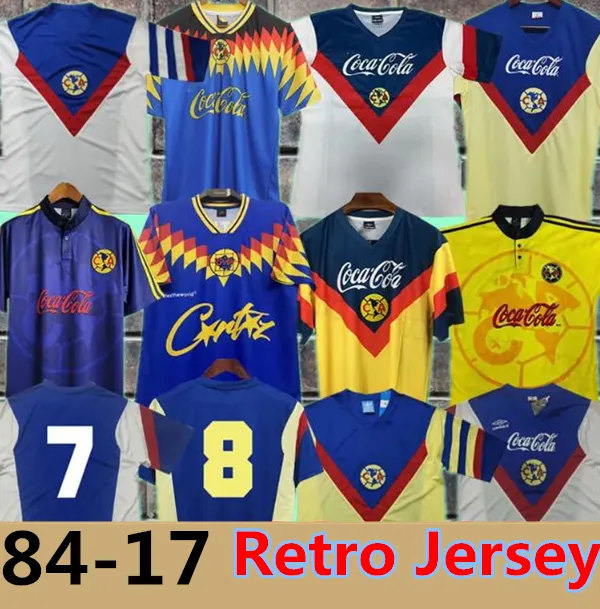 Retro Soccer Jerseys Club America Liga Mx O.Peralta C.Dominguez Matheus Mexico R.Sambueza P.Aguilar Retro Football Shirts Uniform 84 85 88 89 93 94 98 99 1995 1984 1985