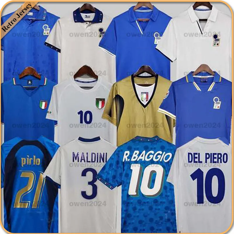 1982 Italys Classic Retro Soccer Jerseys Rossi 1990 1994 1998 R.Baggio Maldini Totti del Piero 2000 2006 Pirlo Inzaghi Cannavaro Materazzi Nesta Buffon Footbal Shirt