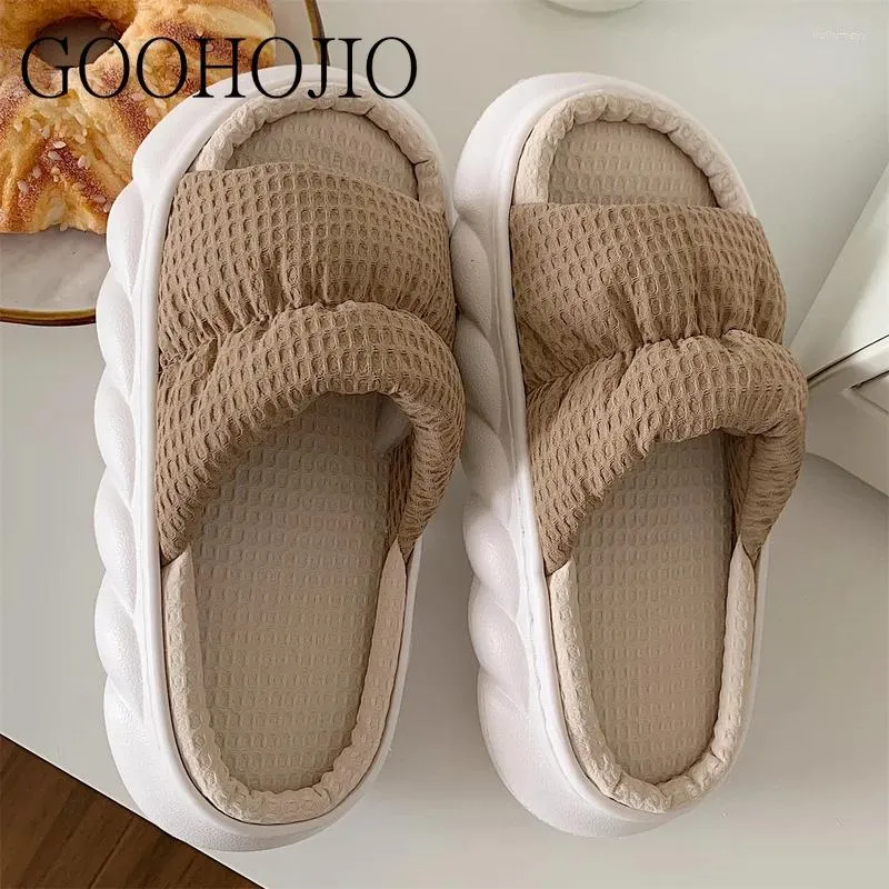 Slippers Лето на улице льна женские туфли скользят шлепанц