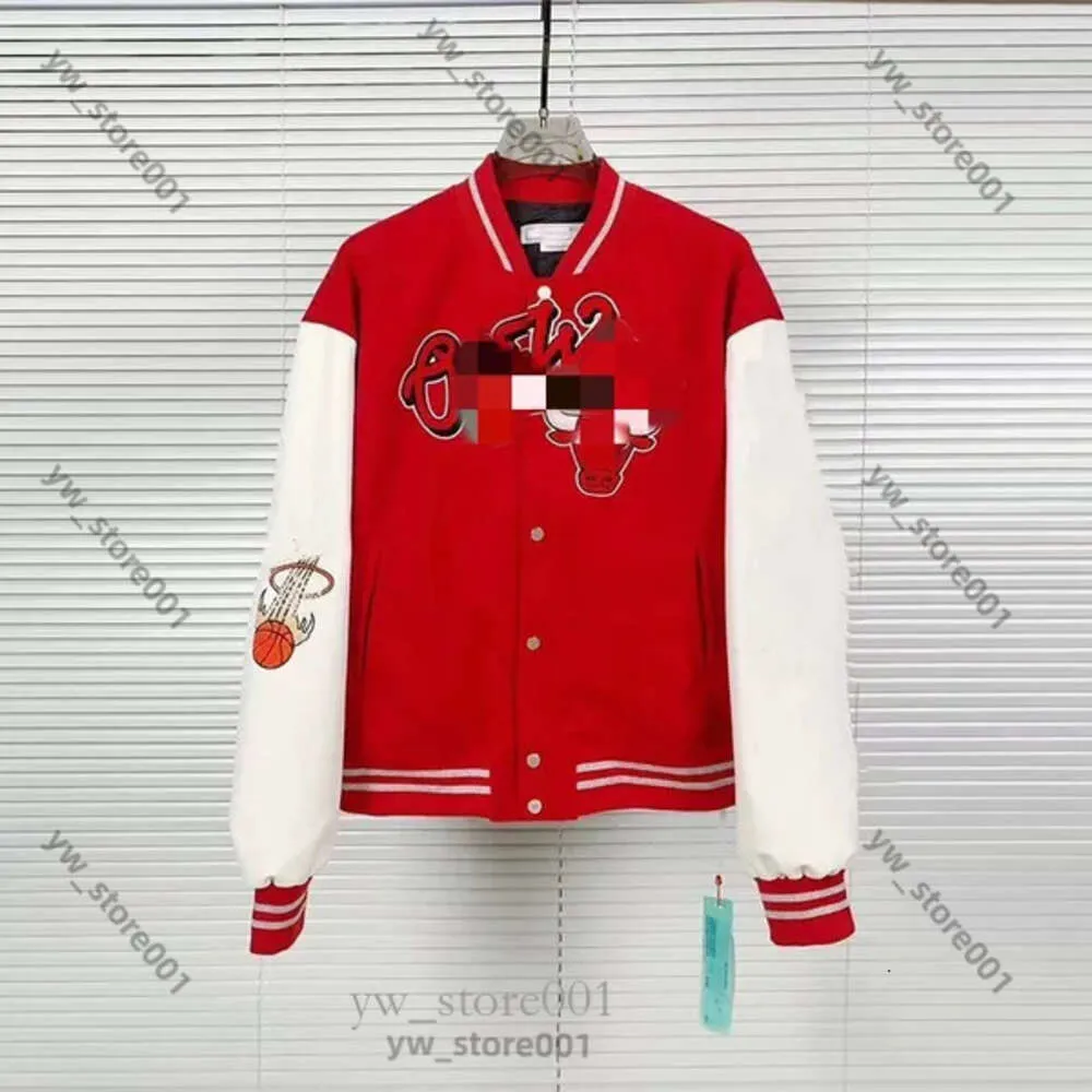 Heren Off Jackets Heren Designer Kantoor Jassen Witte Wind Breaker Varsity Vintage Loose Long Baseball Hip Hop Harajuku Letter Borduurwerk Streetwear 93E7