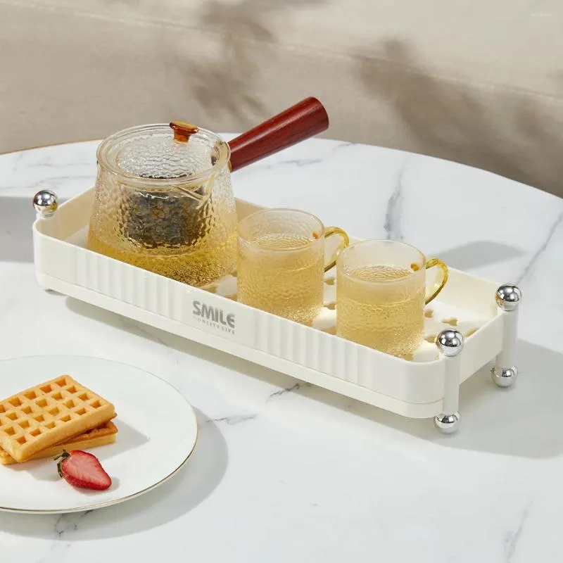 Tea Trays WORTHBUY Double Layer Tray Detachable Serving Living Room Multifunctional Plastic Board Reusable Drain