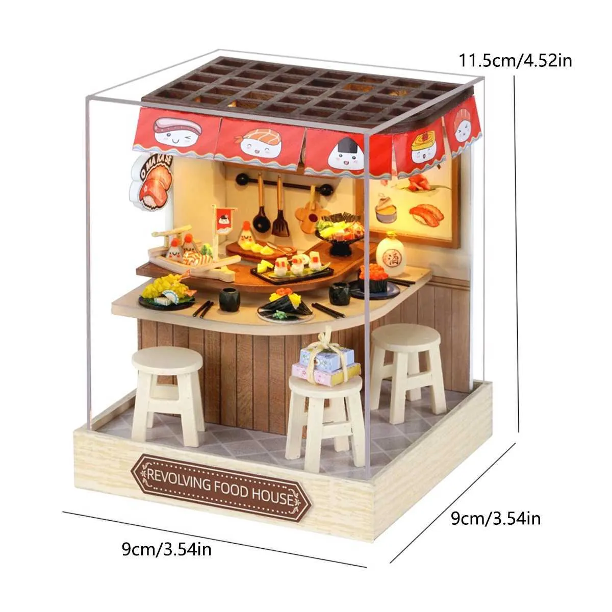 Mimarlık/DIY House Sushi Shop House Bebek Evi Mini Kit DIY El Yapımı Montaj Modeli Bina Odası Yatak Odası Dekorasyonu 3D Bulma Bulma Kız Oyuncak Hediyesi