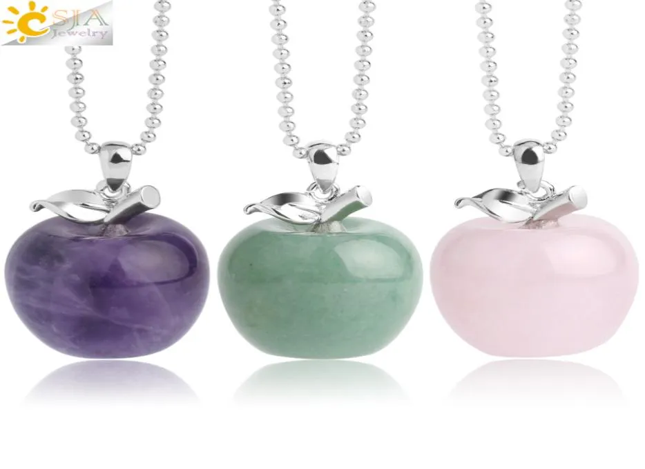 CSJA Suspension Apple Natural Stone Pendant Crystal Pendants Quartz Bead Halsband Fashion Jewelry for Female Women Gift G046 A5689075