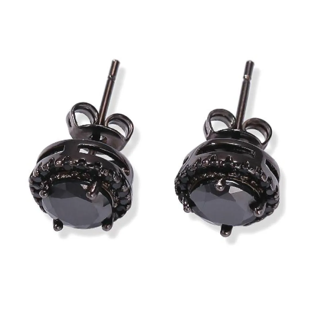 Nouvelle mode blanc or noir cubique zircone hommes et boucles d'oreilles de pote féminines hip hop rond carré cz moutons d'oreille en diamant pour couple8987382