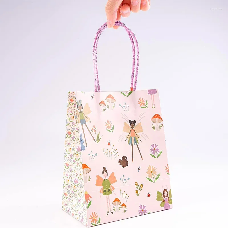 Enveloppe-cadeau 12pcs Fée des boisés Woodland Birthday Flower Mashroom Sac avec décorations de ruban fête Baby Shower Candy Paper