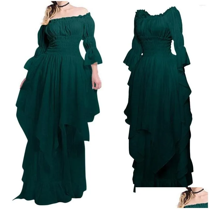 Abiti casual Vintage Victorian Abito medievale Donne Rinascimento Rinascimento Cosplay Gothic Costume Costume Principesse Princess Gown Party Drop Del Dhn6v