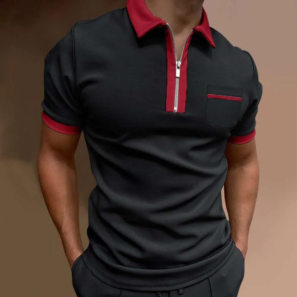 Designer Polo New Polo Polo Men Men Europe et Américain pour hommes Flip Collar Slim Fit Pocket Pocket Men's T-shirt A-3