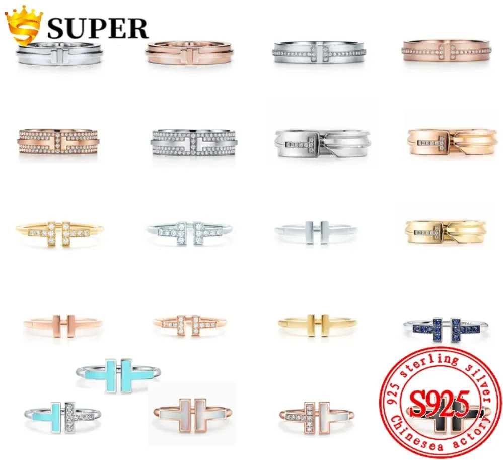 100% 925 Sterling Silver Original Ring T-serie Multi-colour keuze sieraden charme merkontwerp voor dames logo high sieraden cadeau s9251354856