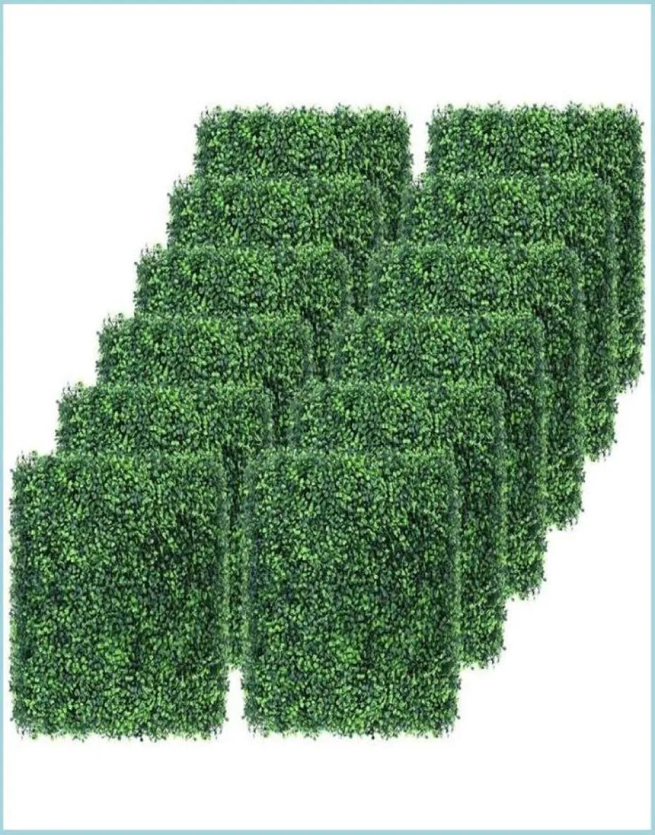 Decorative Flowers Wreaths Decorative Flowers Wreaths Pcs Artificial Boxwood Grass 25X25Cm Backdrop Panels Topiary Hedge Plant Gar8468089