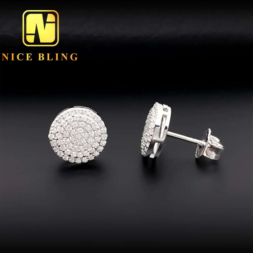 Meistverkaufte Outdock Hip Hop Sier Eced Schmuckohrschern VVS Moissanite Diamond Men Stud Ohrringe Ohrringe