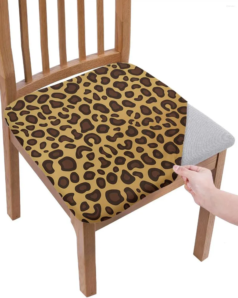 Couvre-chaise Texture de peau d'animaux Léopard Print Cushion Stretch Stretch Dining Cover Covers for Home El Banquet Living Room