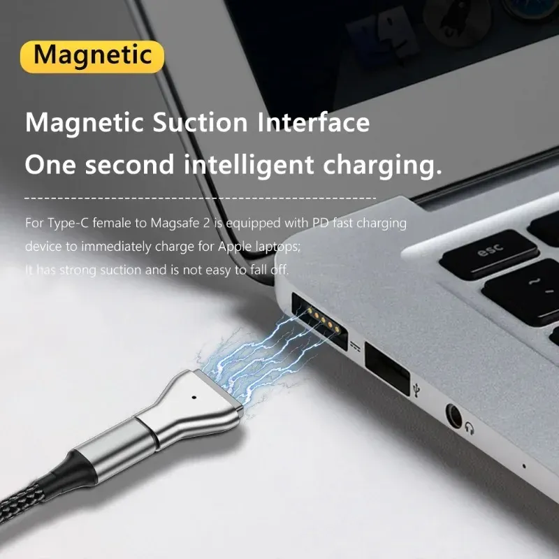 Manyetik Tip C USB PD Hızlı Şarj Adaptörü Konnektörü MAGBOOK AIR/PRO Cep Telefon Aksesuarları için Magsafe 2 1