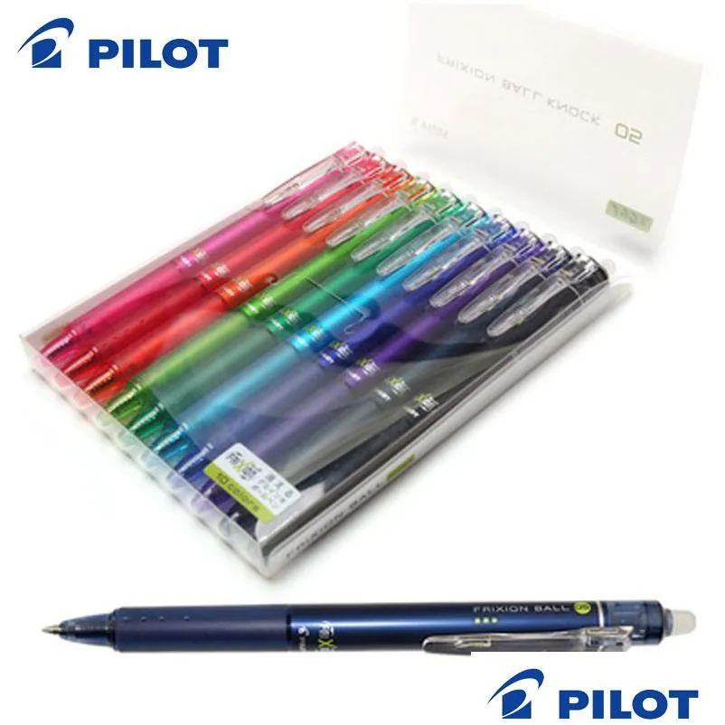 Гель-ручки Оптовая пилотная пилотная пилота Frixion Wrasable Pen LFBK-23EF/23F 10PCS/LOT School Office Supplies Supplie