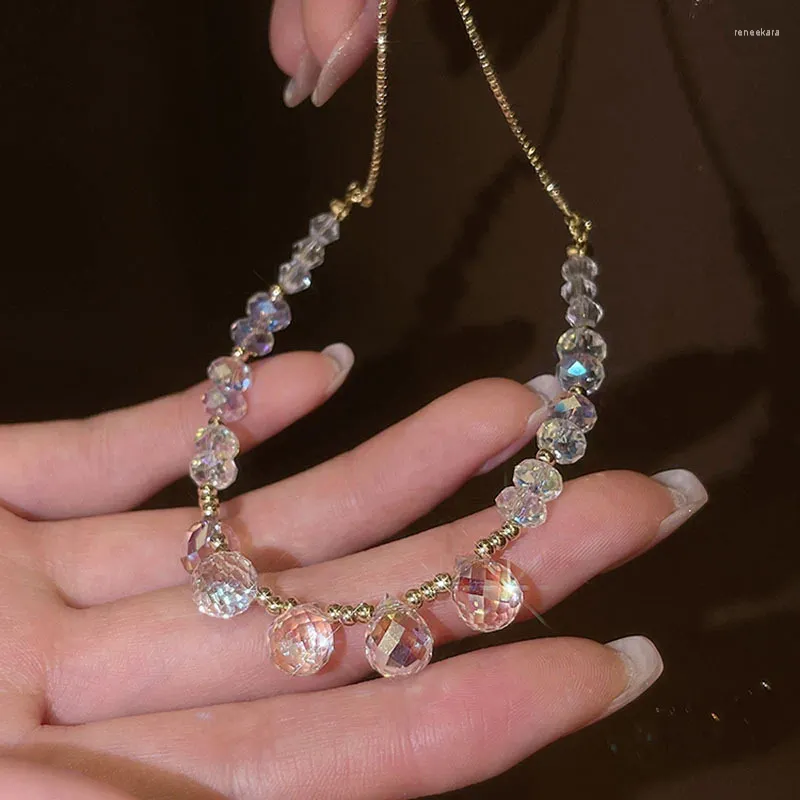 Bracelets de liaison gd bracelet artificiel artificiel en cristal autrichien élégant perles de pierre étincelante brin pour dames présents bijoux